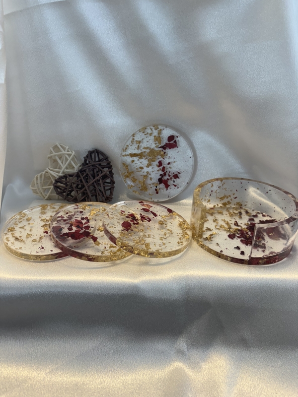 Ensemble de 4 sous-verres avec support – Image 2