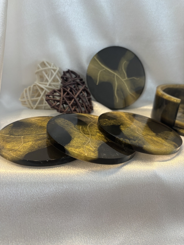 Ensemble de 4 sous-verres avec support – Image 3