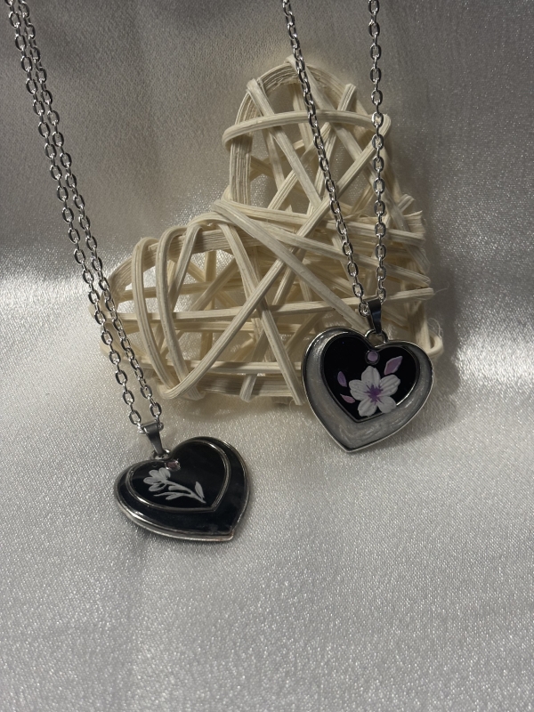 Pendentif coeur double argenté. Chaîne 18po – Image 4