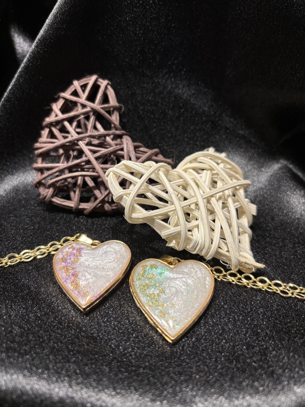 Pendentif coeur doré. Chaîne 18po – Image 2