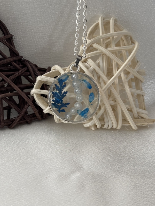 Pendentif rond argenté. Chaîne 18po – Image 3